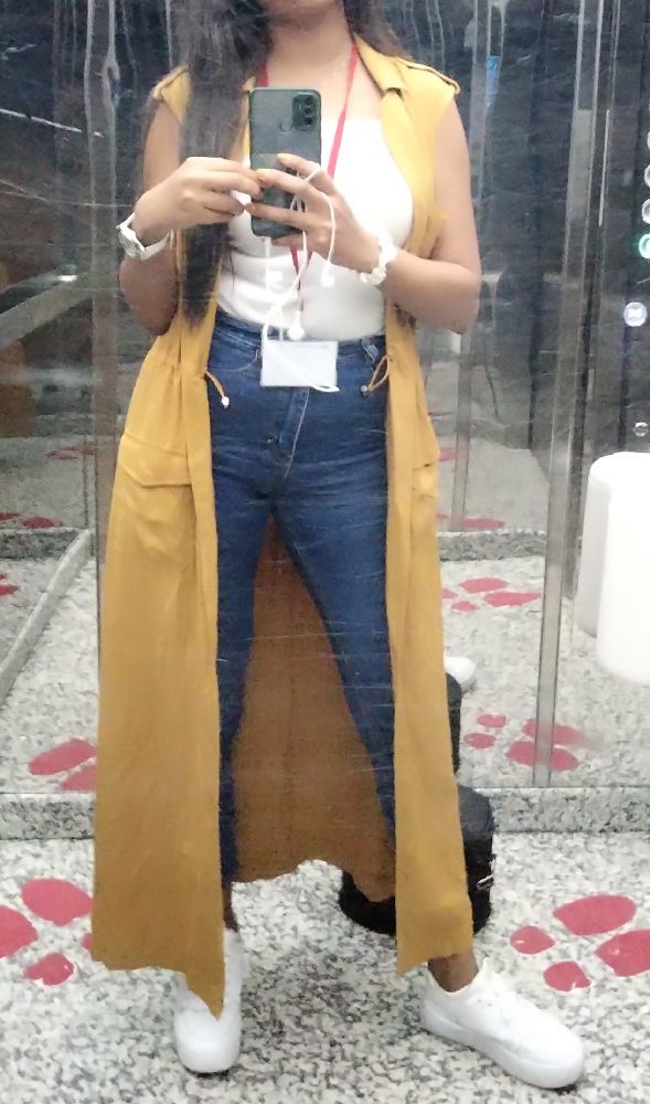 gilet longue taille S moutarde