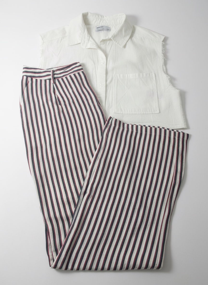 Ensemble pantalon large et chemise 