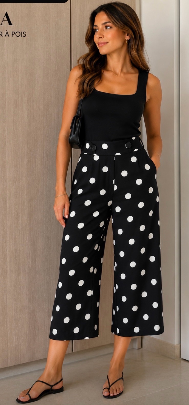 Pantalon tendance a gros pois 