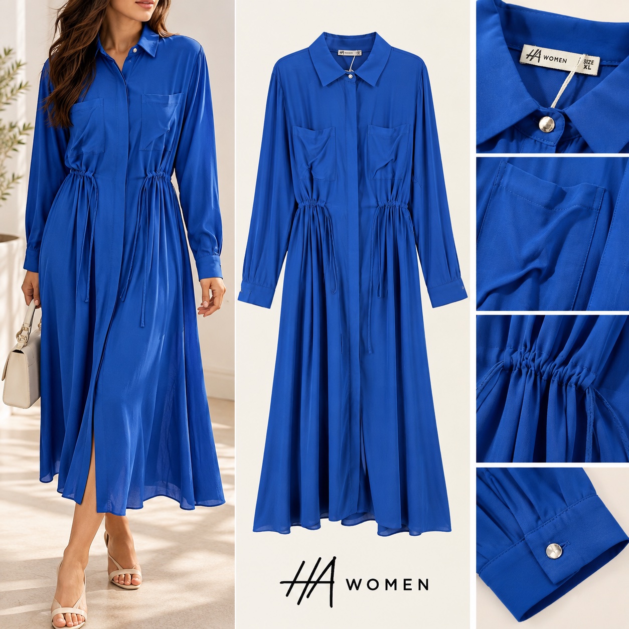 Robe chemise HA Women bleu roi