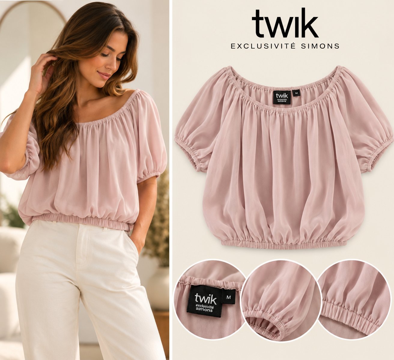 Blouse TWIK Simons rose poudré 
