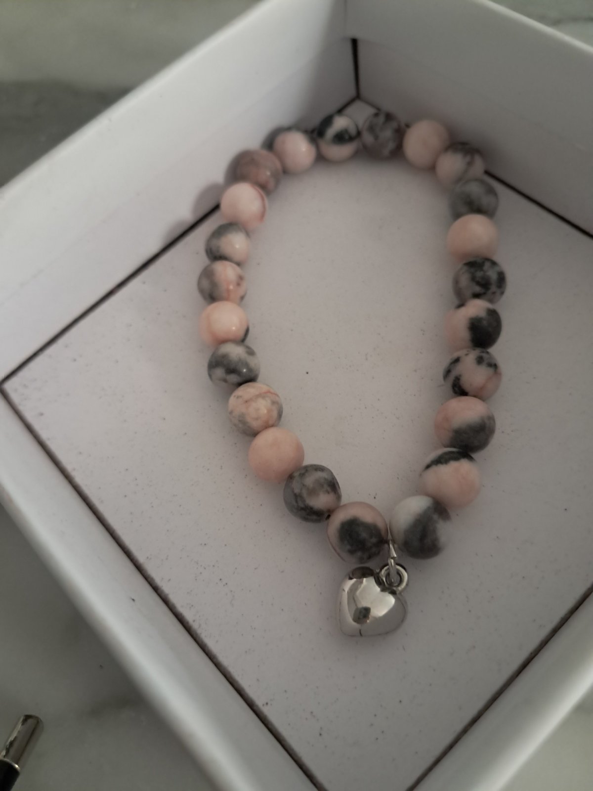 Collier avec pierres Jaspe Zèbre rose