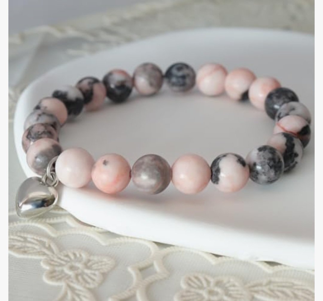 Un bracelet pierres Jaspe Zèbre rose 
