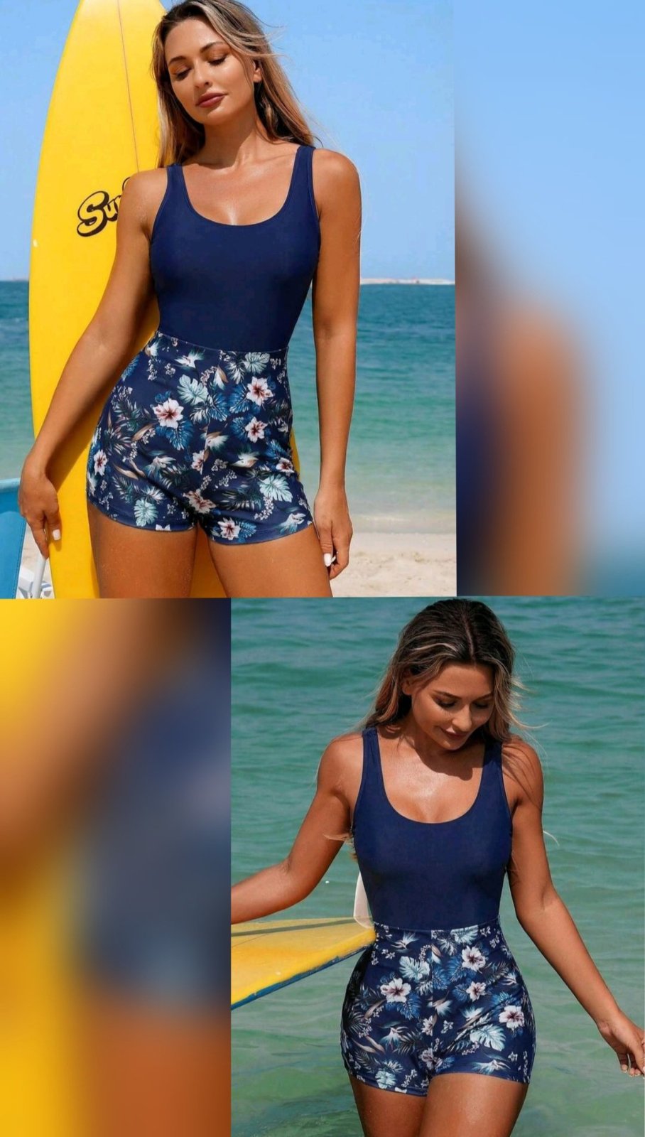 Maillot de bain 1 pièce bleu marine