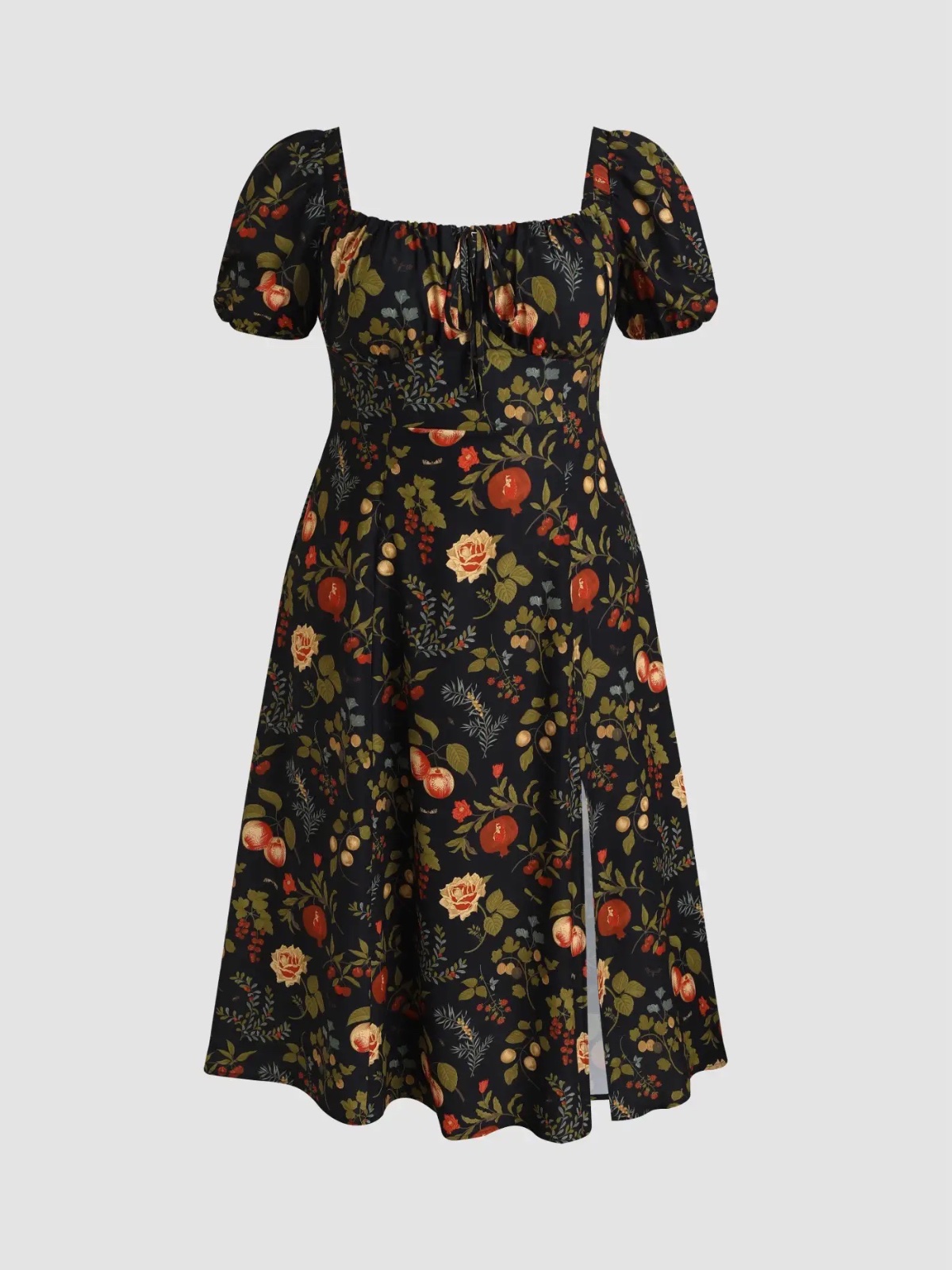 Robe midi motif fruit 