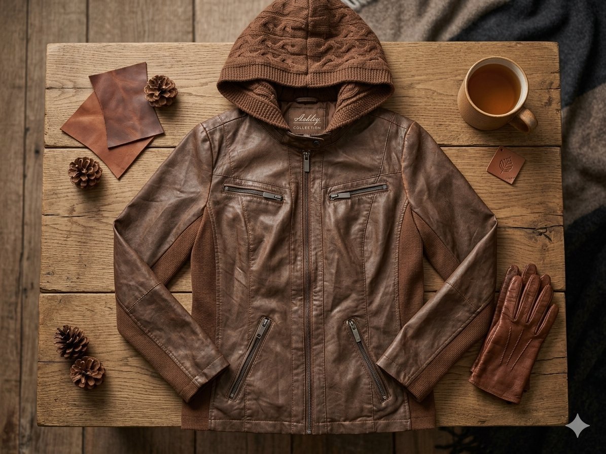 Veste cuir 🇮🇹avec capuche integre