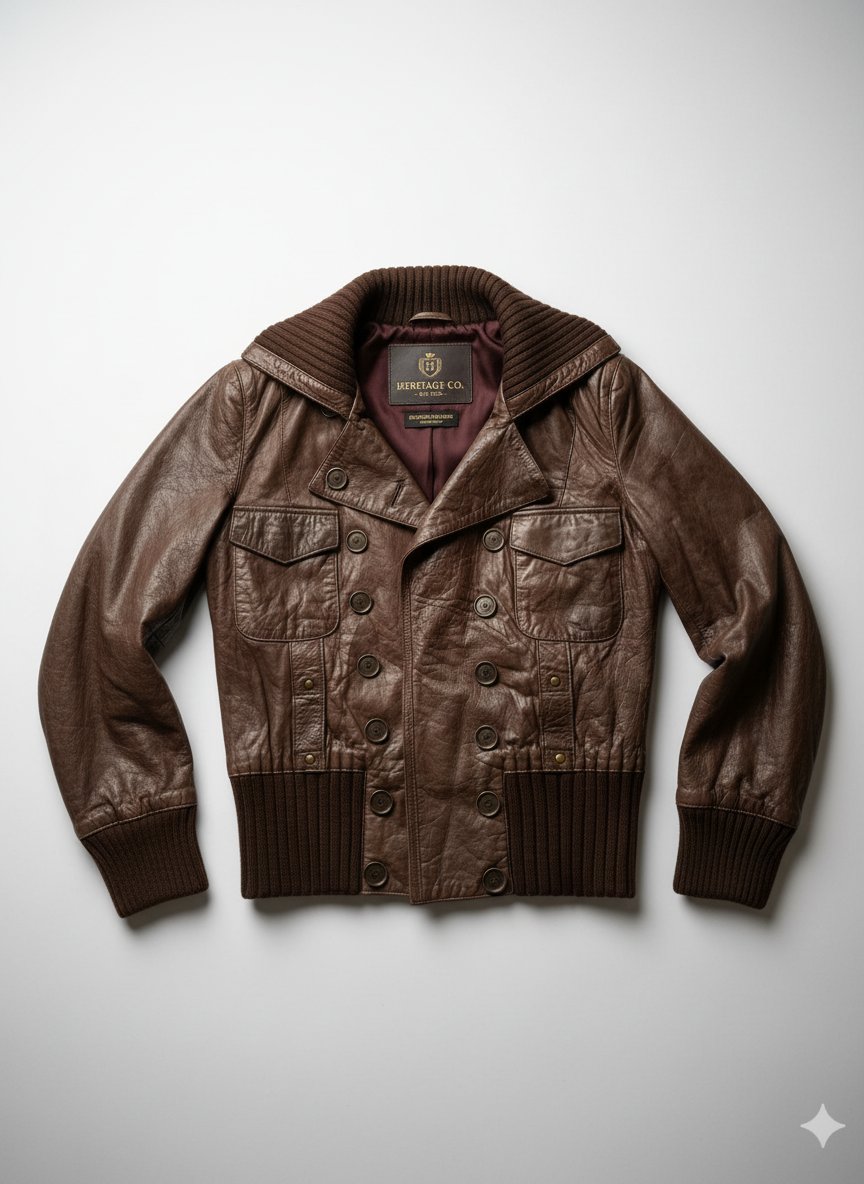 Veste cuire marron madeleine🇮🇹