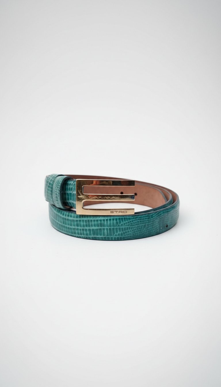 Ceinture ETRO authentque en cuir estampillé lézard 