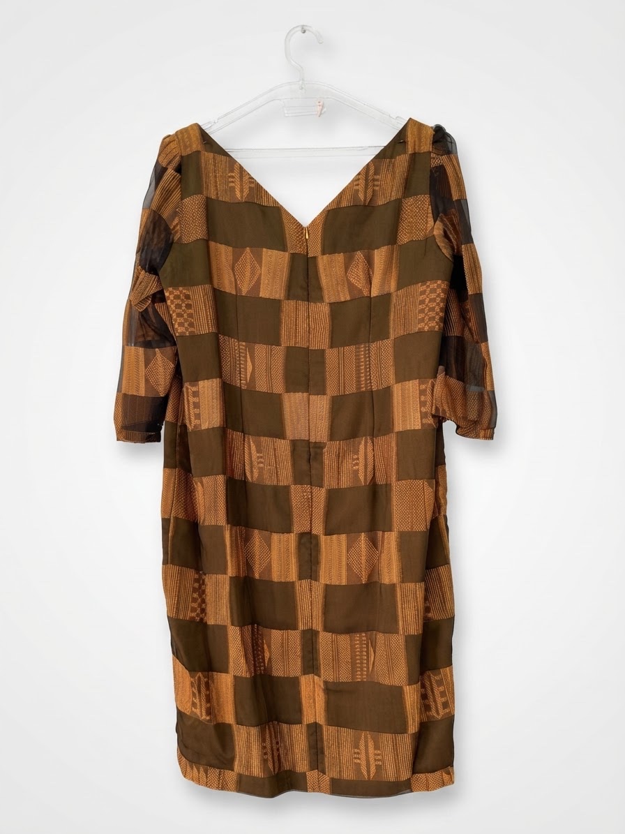 Robe soiree en camel et marron