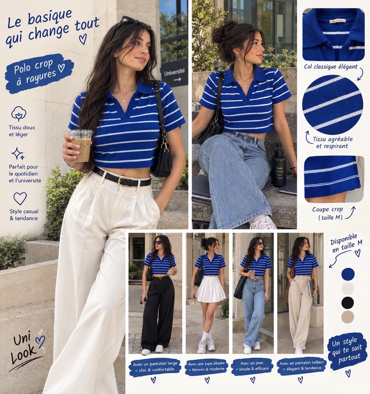 T-shirt polo crop top