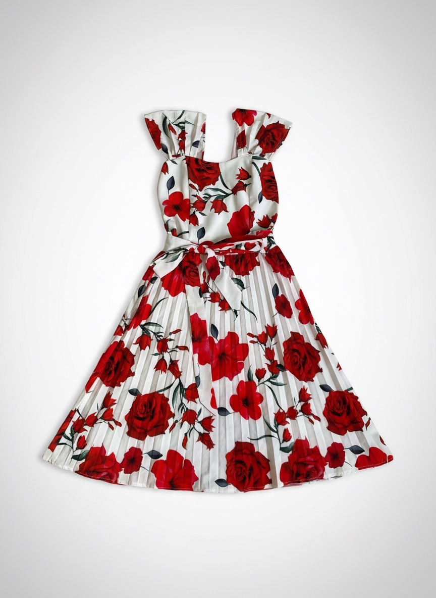 Robe blanc fleurie en rouge 🌹❤️