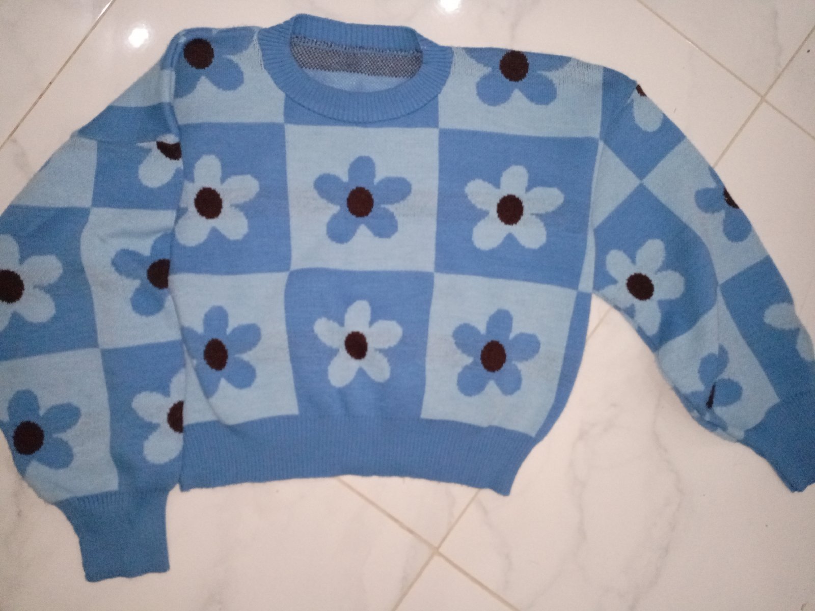 Sweater checkered blue et blue ciel 