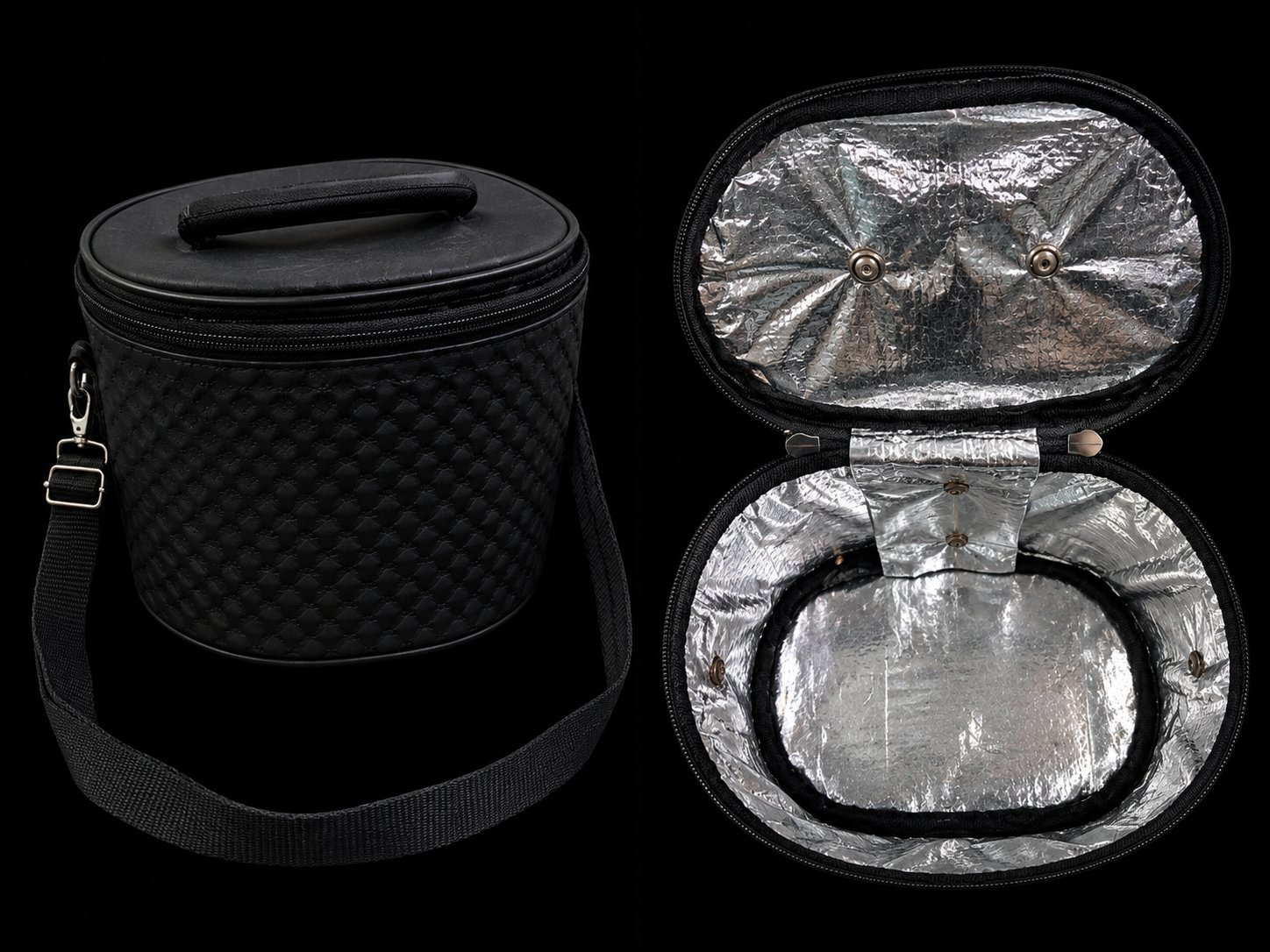 Panier à goûter isotherme noir avec bandoulière