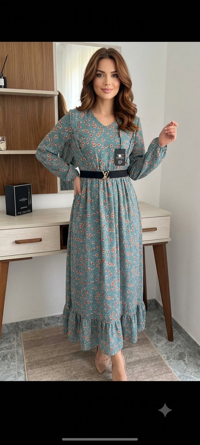 Belle robe moussline avec doublure🩵🩵🧡