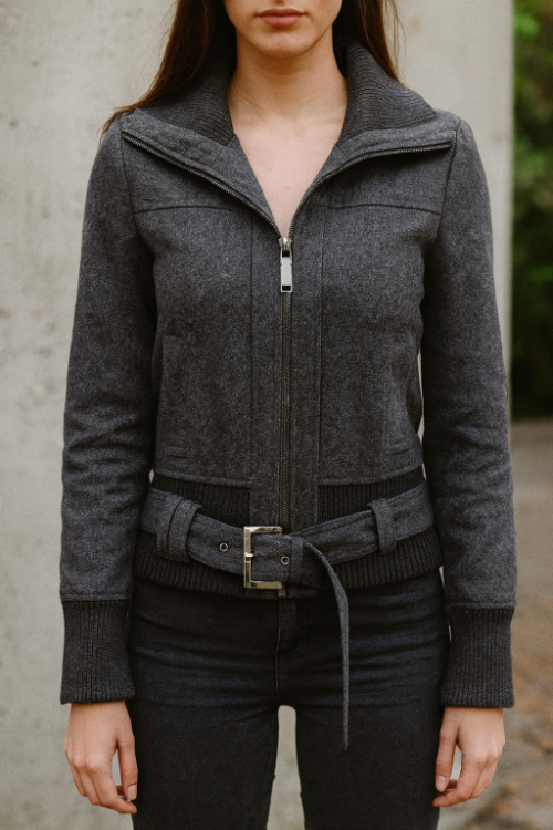 Veste femme grise élégante – Style chic et chaud taille M