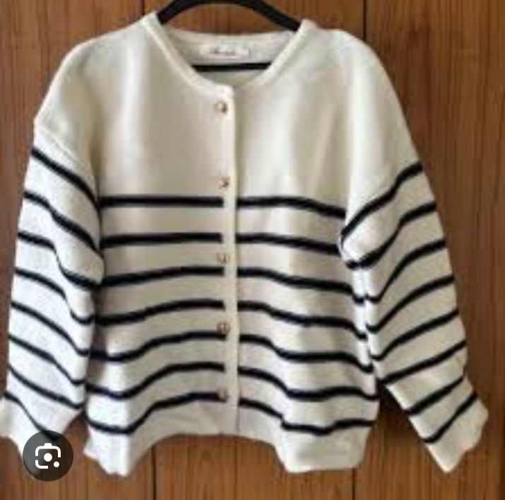Cardigan femme rayé blanc etnoirtaille xl
