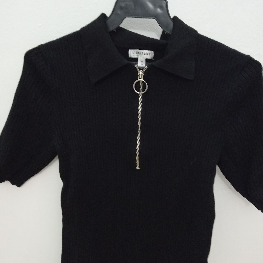 Pull basic noir avec fermeture argenté tailla M