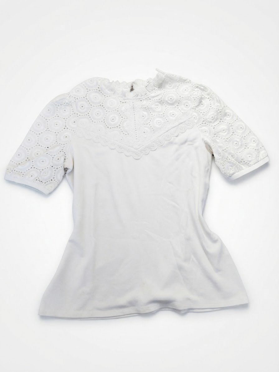 Pull blanc broderie anglaise 