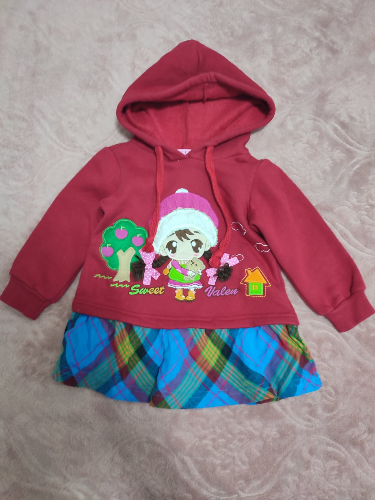 Robe bébé fille avec capuche et imprimé mignon 12-18M