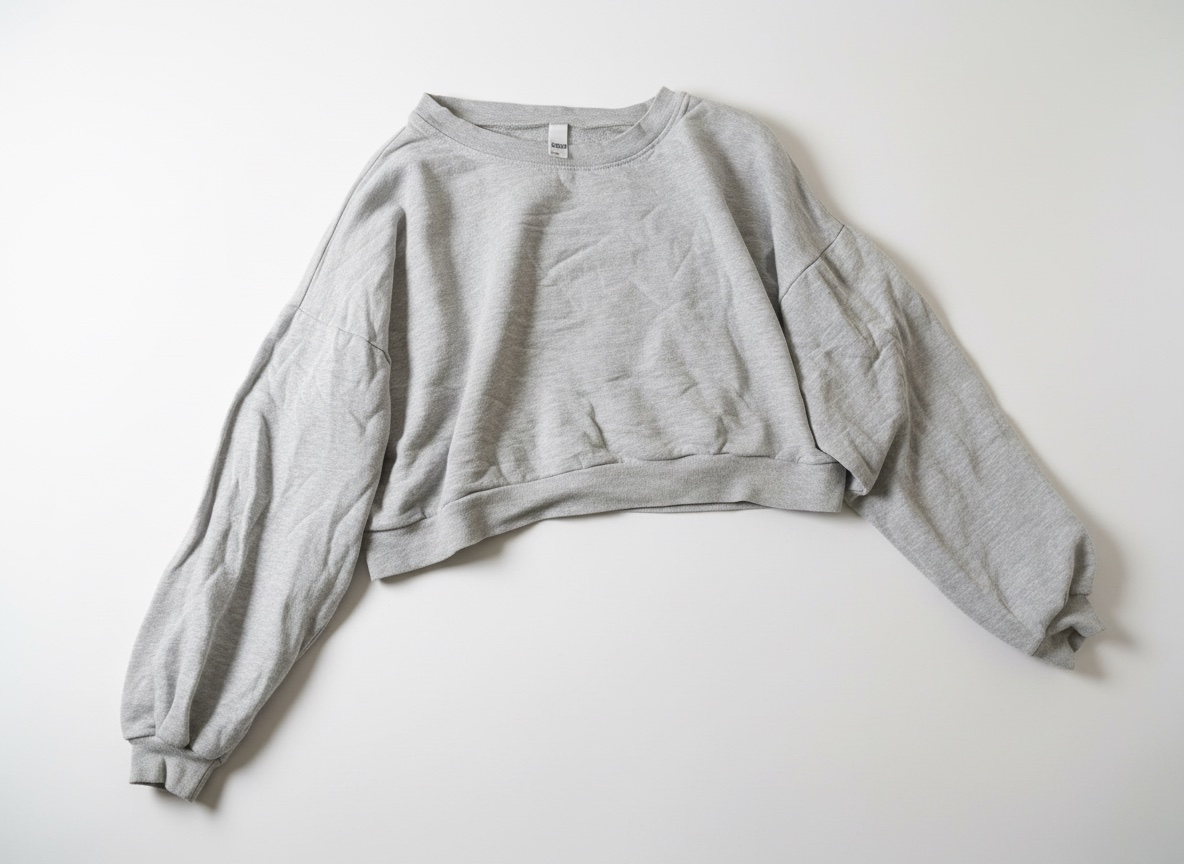Sweat Cropped Gris Chiné – Coupe Loose & Confort