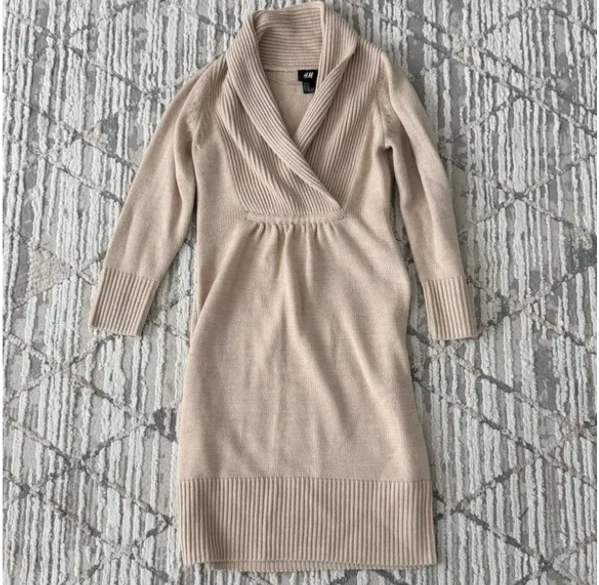 Robe-Pull H&M en Maille – Beige / Écru