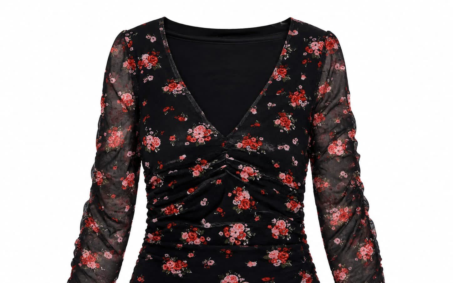 Robe noire fleurie élégante pour femme.
