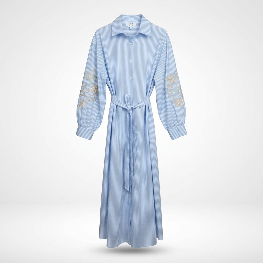 Robe-Chemise Rayée Bleue et Blanche