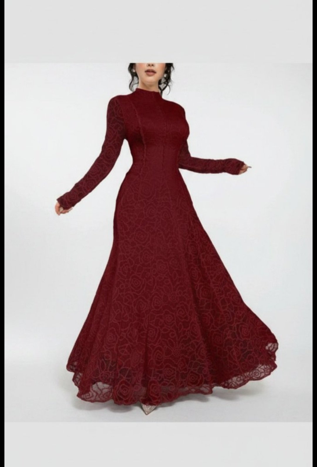 Long Dress for women in burgundy