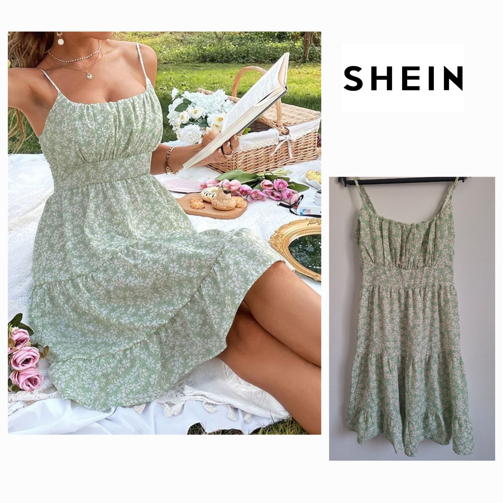 Spaghetti Strap Floral Tiered A-Line Dress