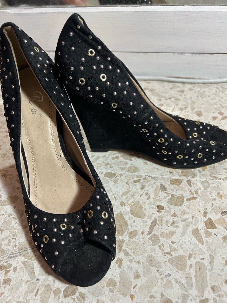 Chaussures compensées demie-saison daim 