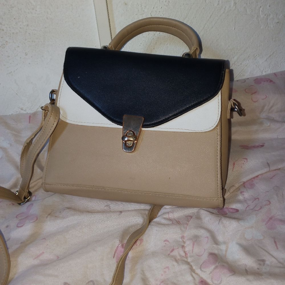 Sac Tricolore Tendance (Noir/Beige/Blanc) 