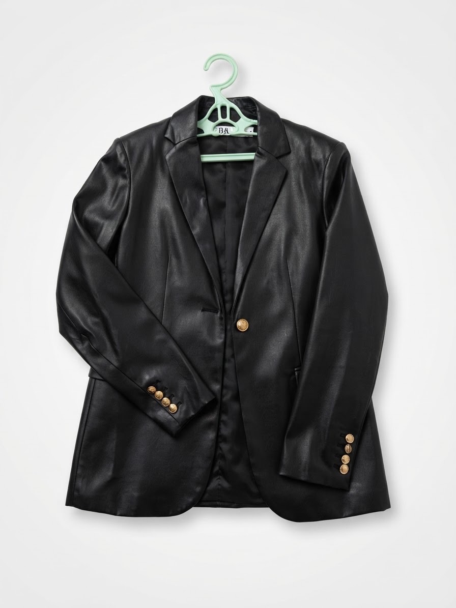 Blazer cuir zara avec des boutons style Vercace 