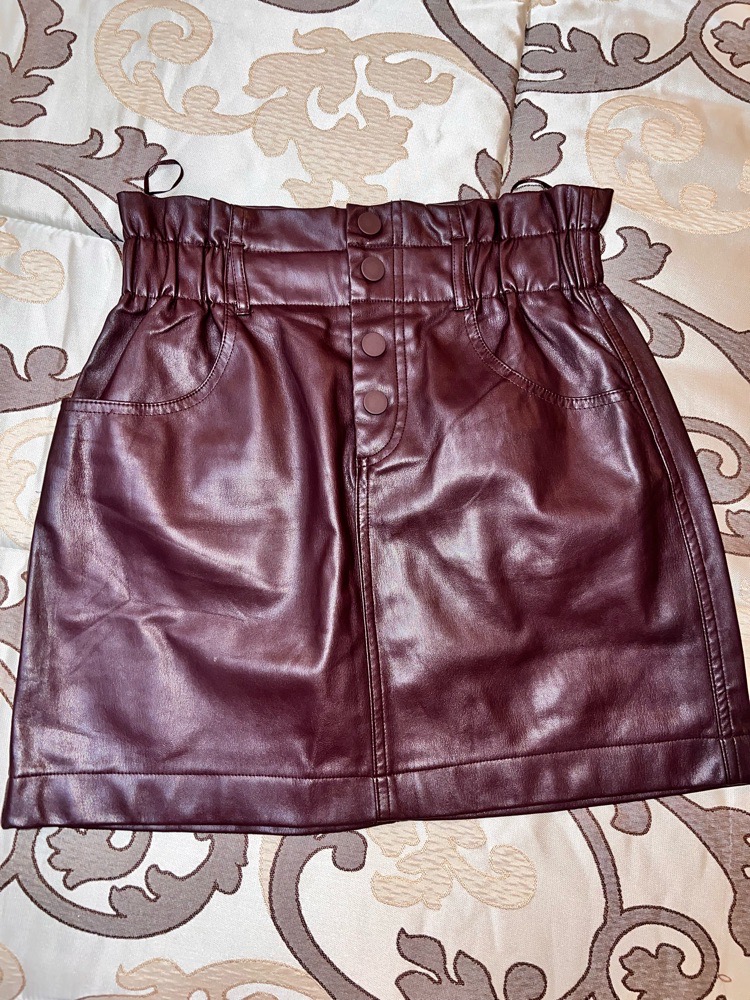 Jupe Zara Burgundy en simili Cuir