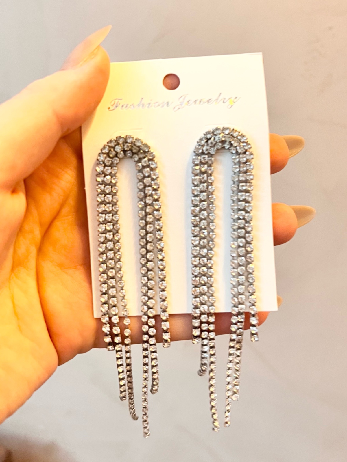 Boucles d'oreilles soirées strass/argents