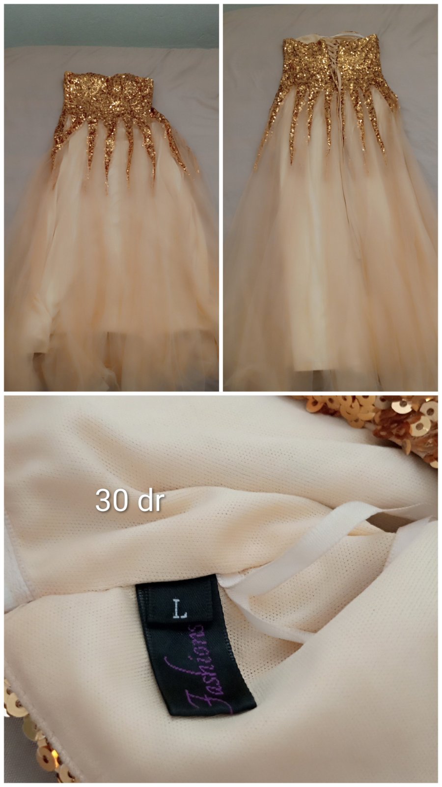 Robe soirée doré 