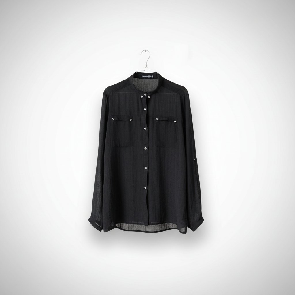 Chemise noir crêpe mousline 