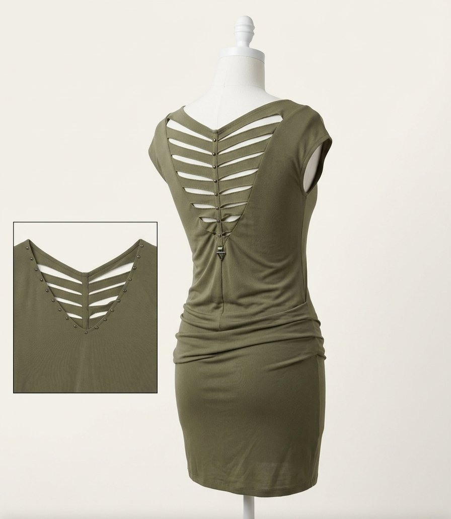 Robe courte Guess vert kaki 