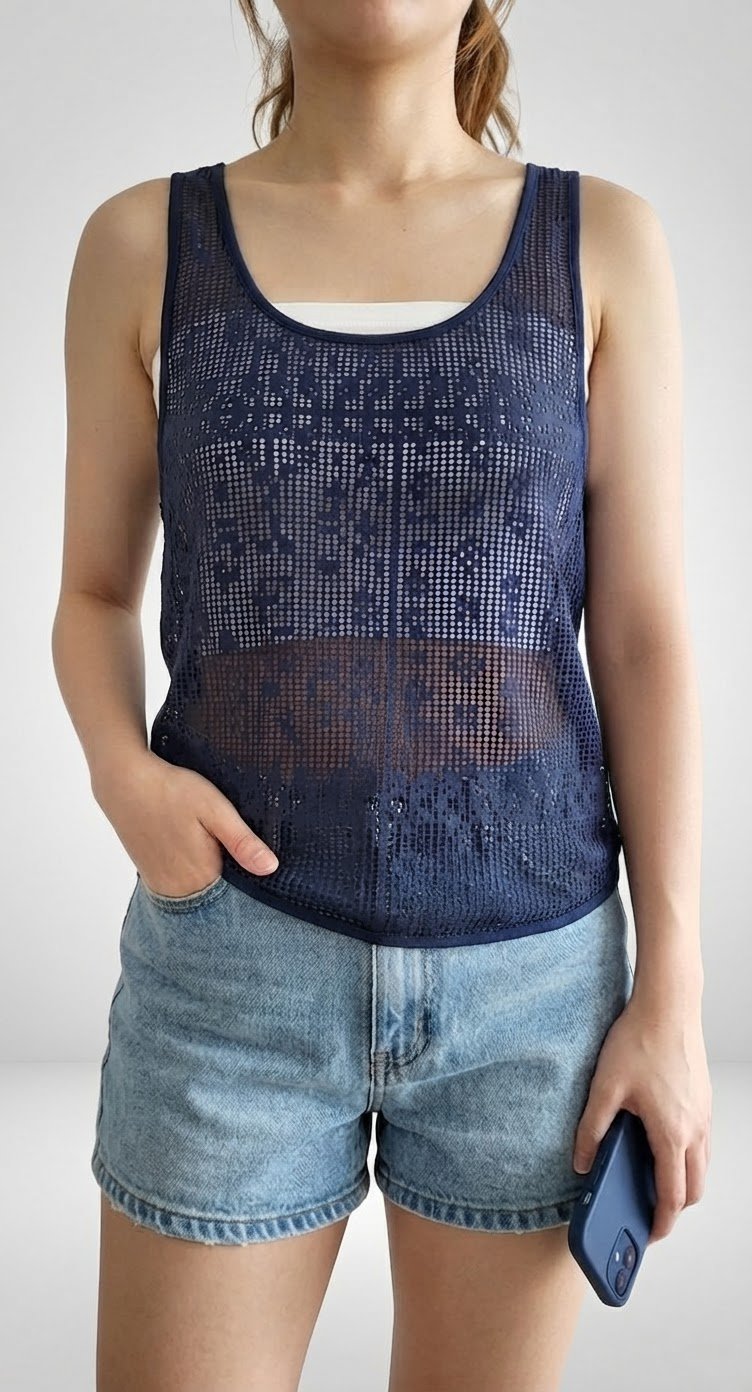 Top en tricot bleu marine