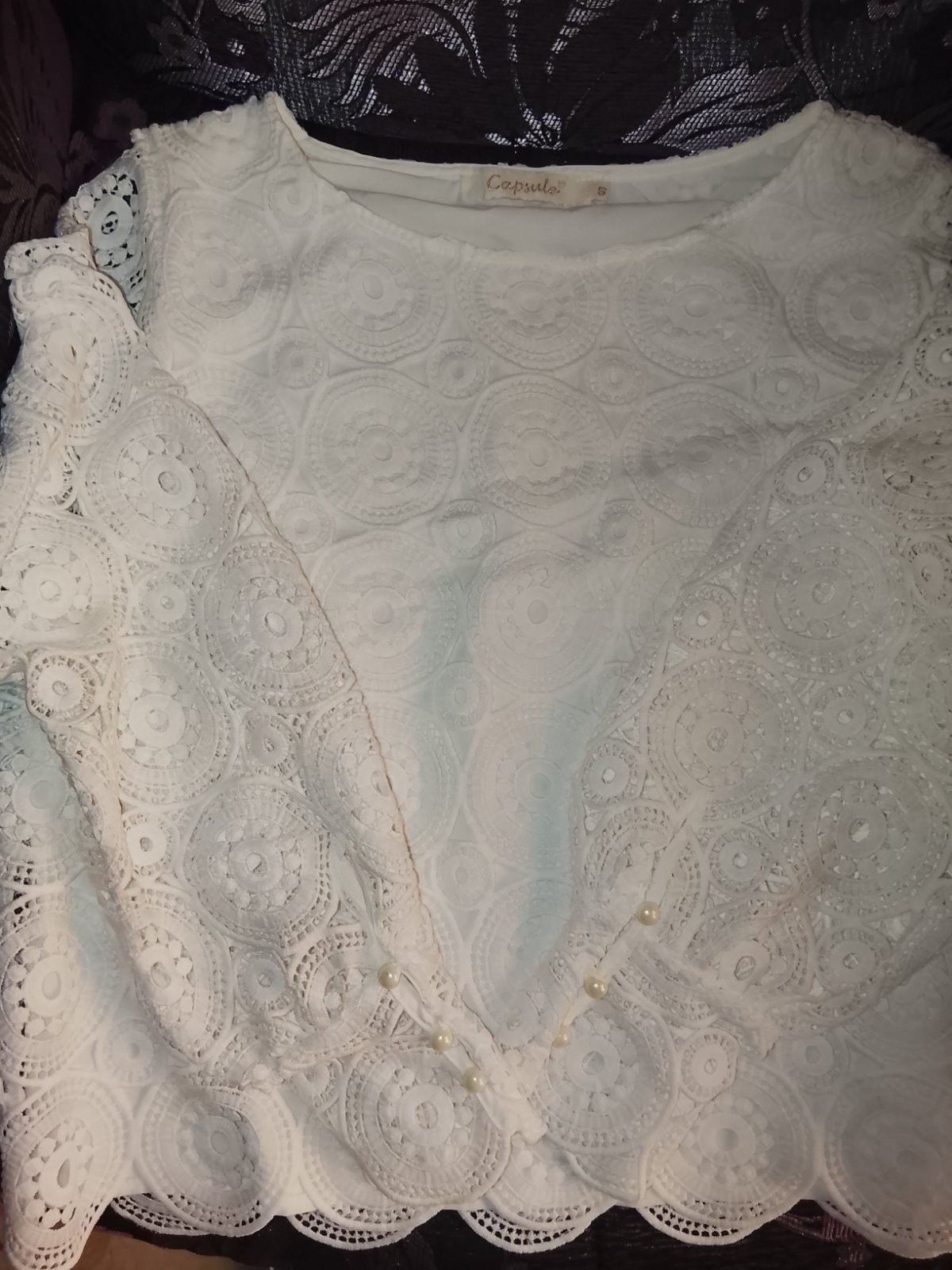 Chemisier blanc dentelle taille S