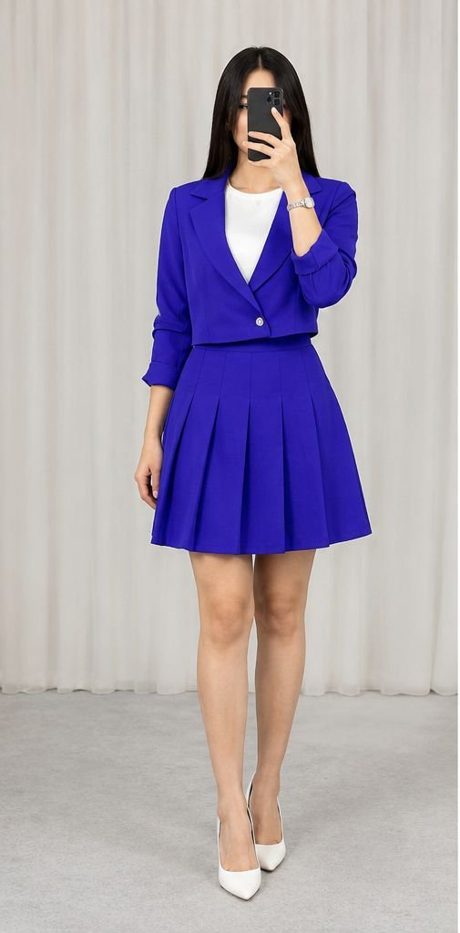 Ensemble 2 pièces bleu roi – Blazer & jupe