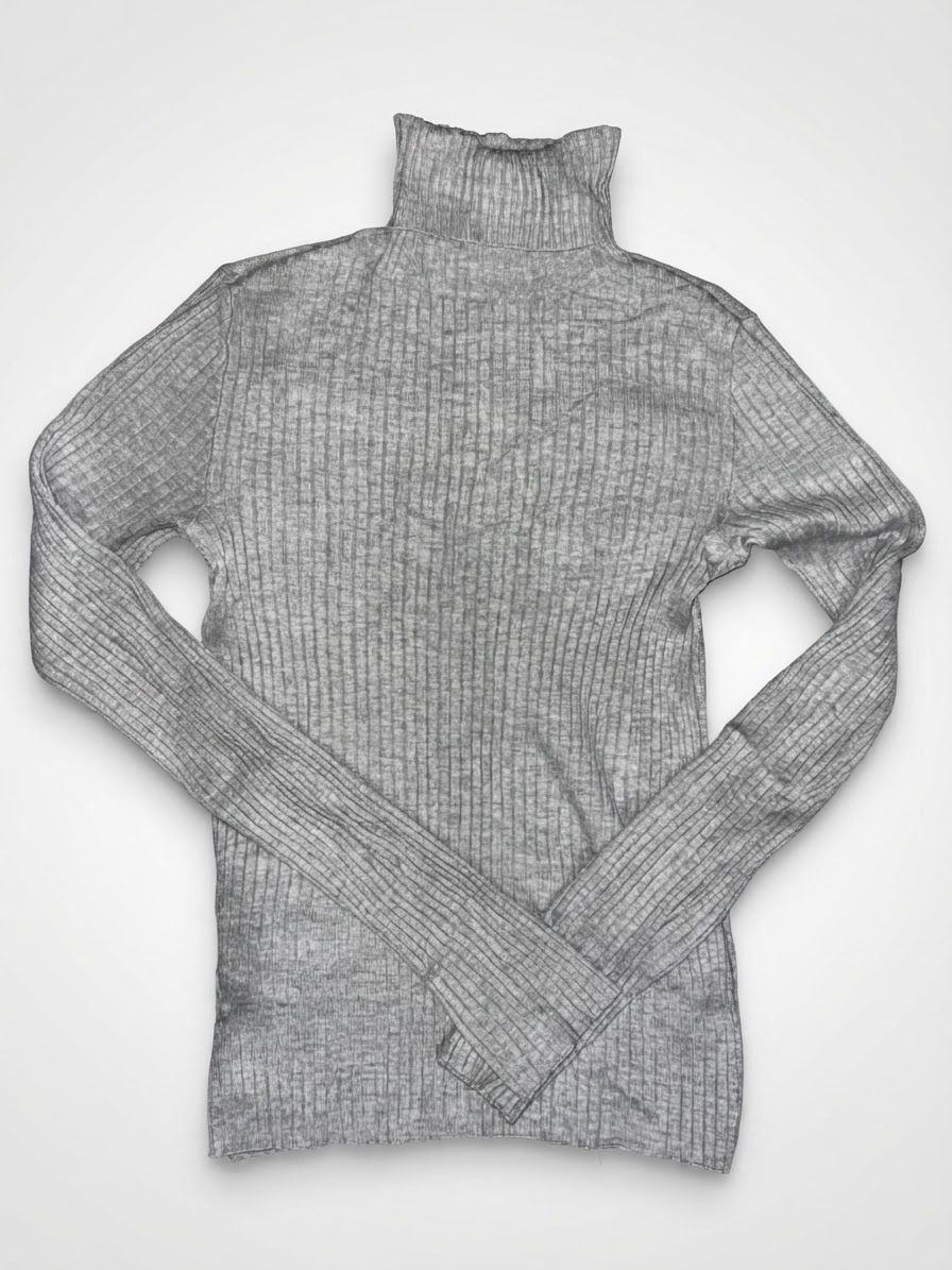 Pull Col Roulé Côtelé - Bershka - Taille S/M - Gris Clair