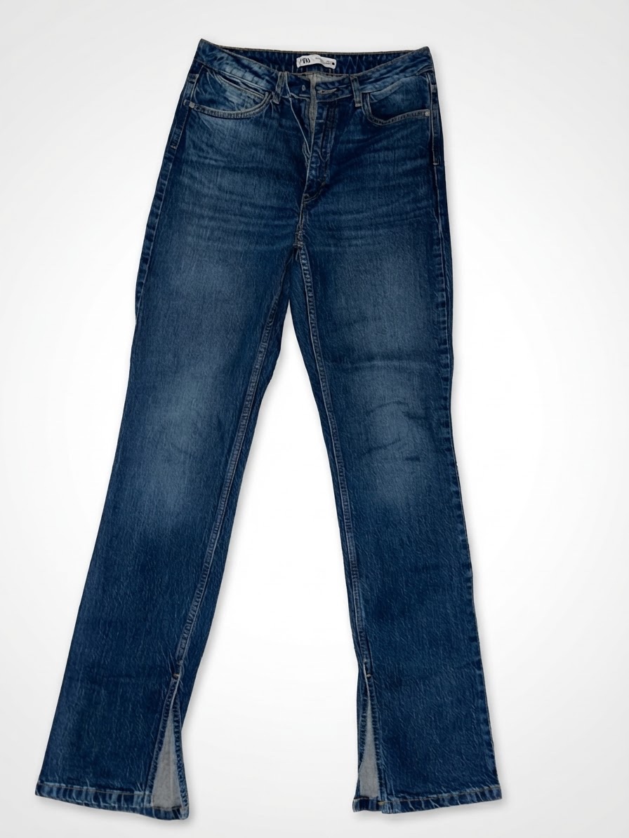 💙Jean ZARA Straight - Bleu Brut Fendu - Taille [M / 38]