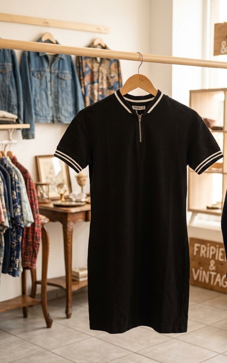 Robe style polo à col zippé