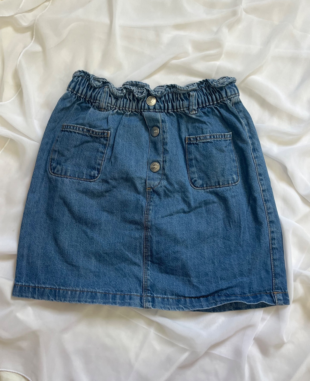 Blue denim mini skirt 