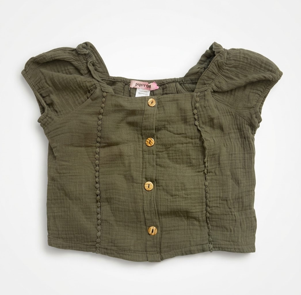 Olive green square-neck cropped blouse 🥰🥰💚