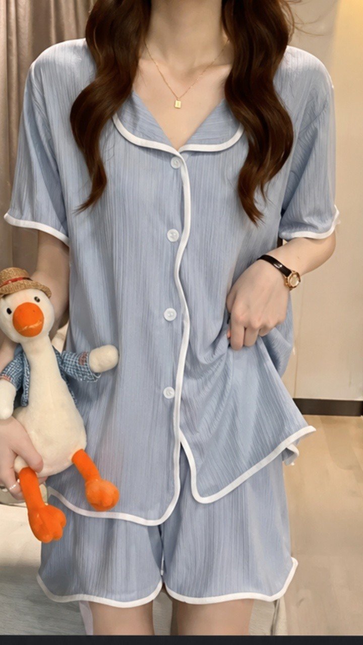 Pyjama chemise bleu Ciel 