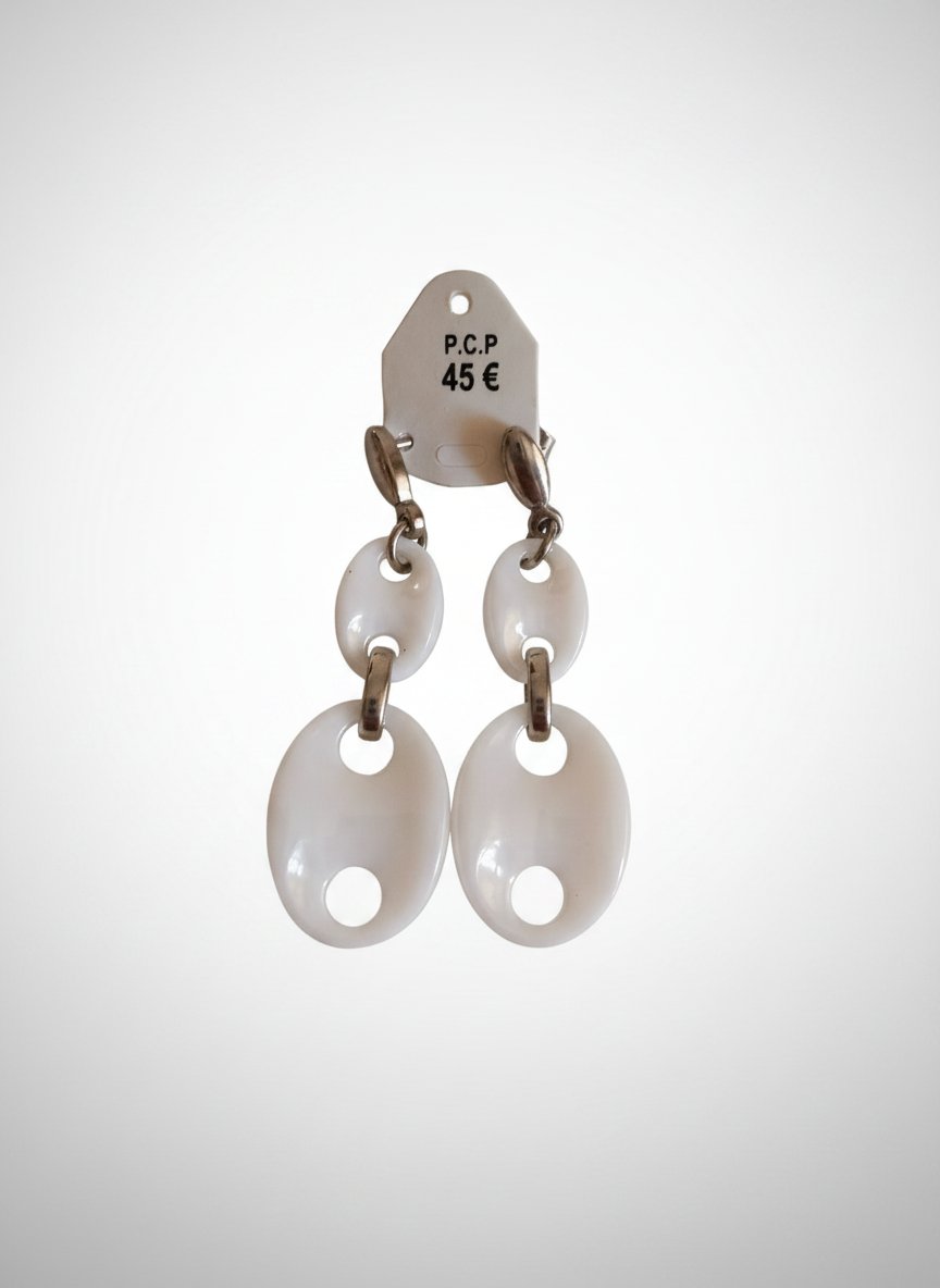 Boucle d'oreille en céramique et acier inoxydable
