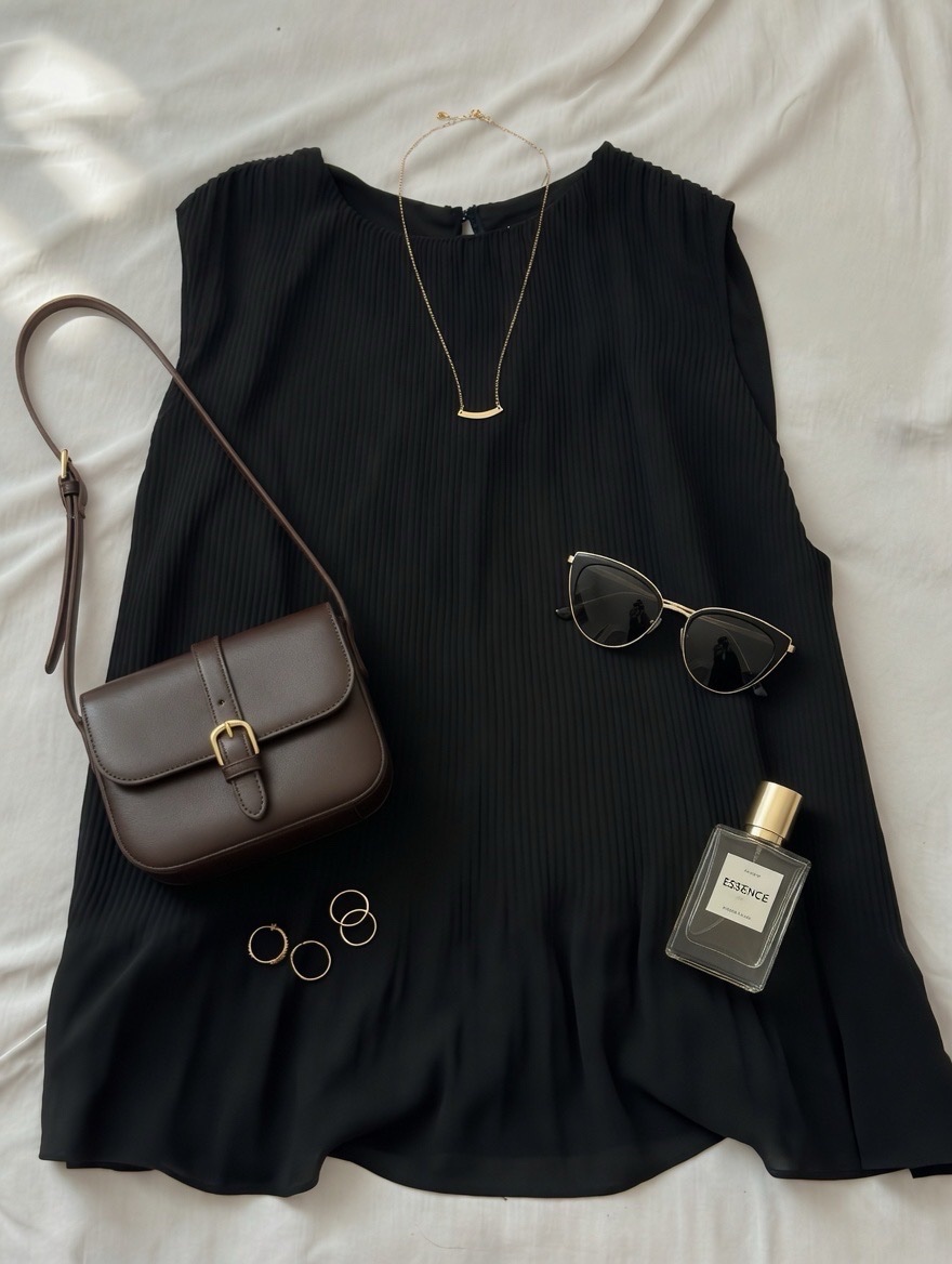 Chemise noire plissée sans manches H&M 🖤