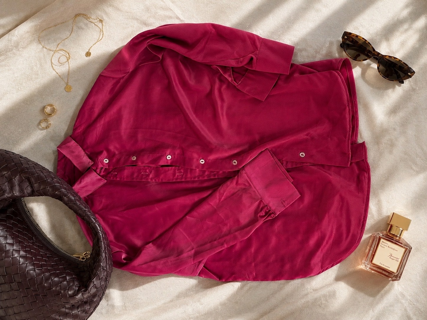 Chemise satin rose fuchsia