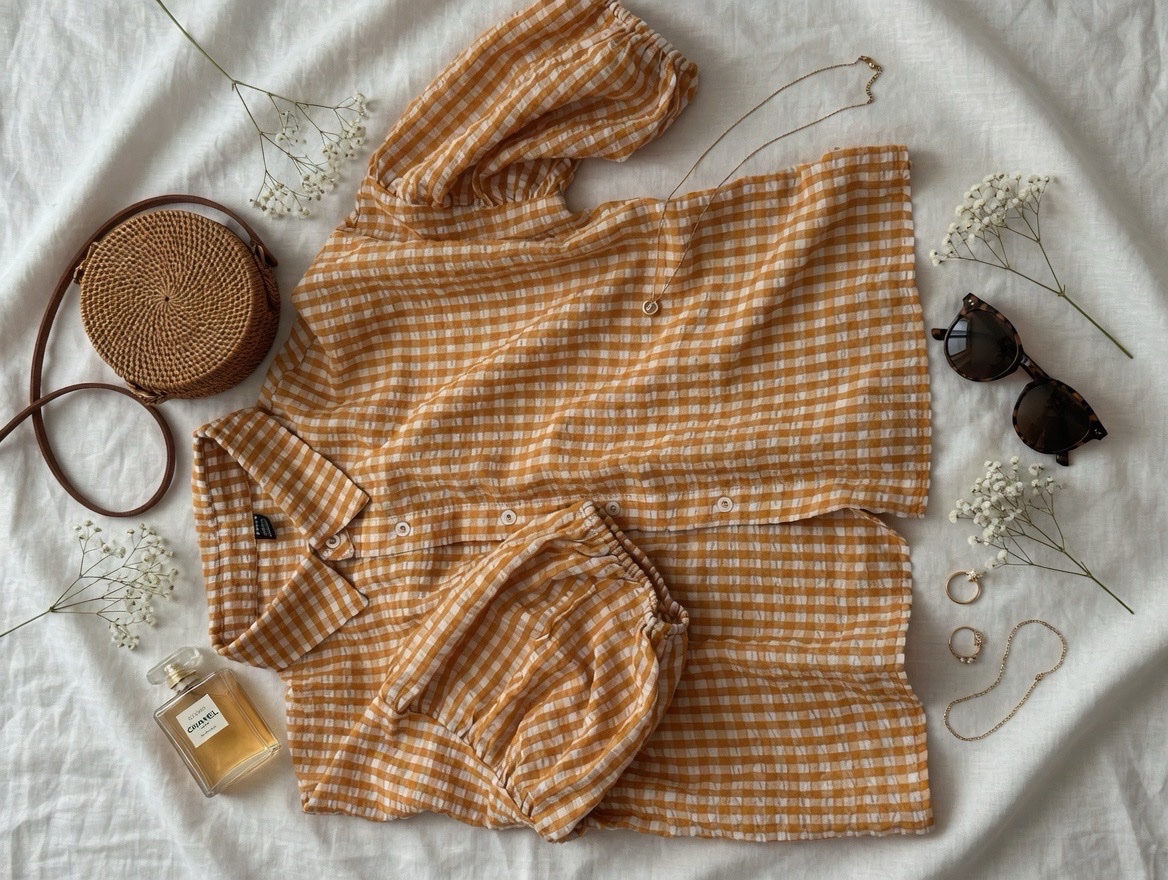 Chemise orange & blanc 🍊